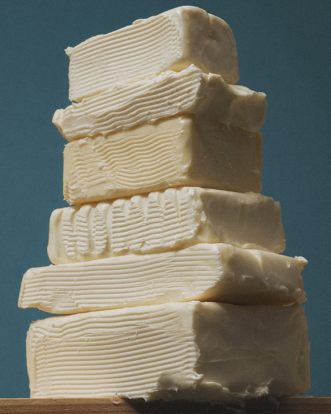A sculptural stack of cultured butter